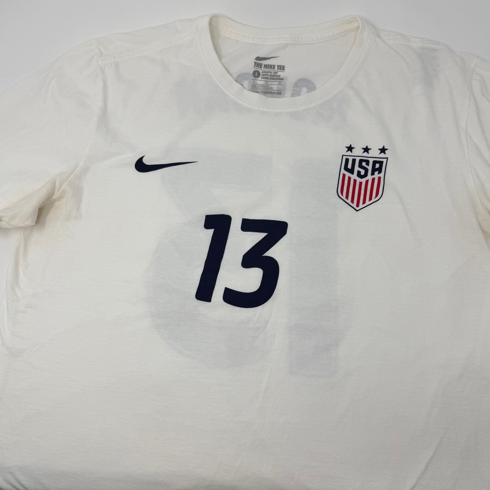 Nike USWNT Alex Morgan 13 USA Soccer Graphic T-Shirt White Large
